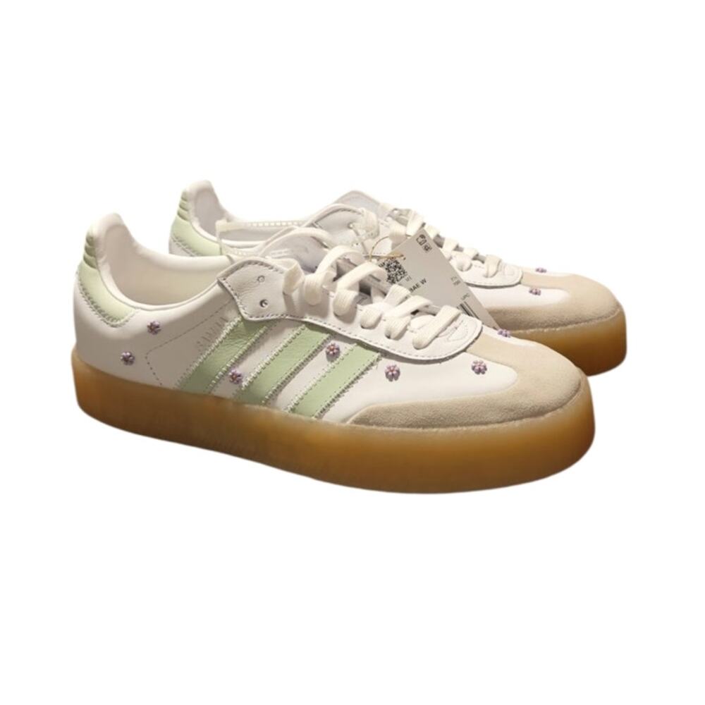 Adidas Samba Floral JS3954 Women's Size 9 Cloud White/Linen Green Gum New